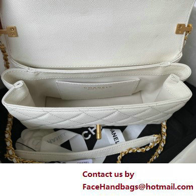 Chanel Grained Calfskin  &  Gold-Tone Metal Small Flap Bag with Top Handle AS4008 White 2025